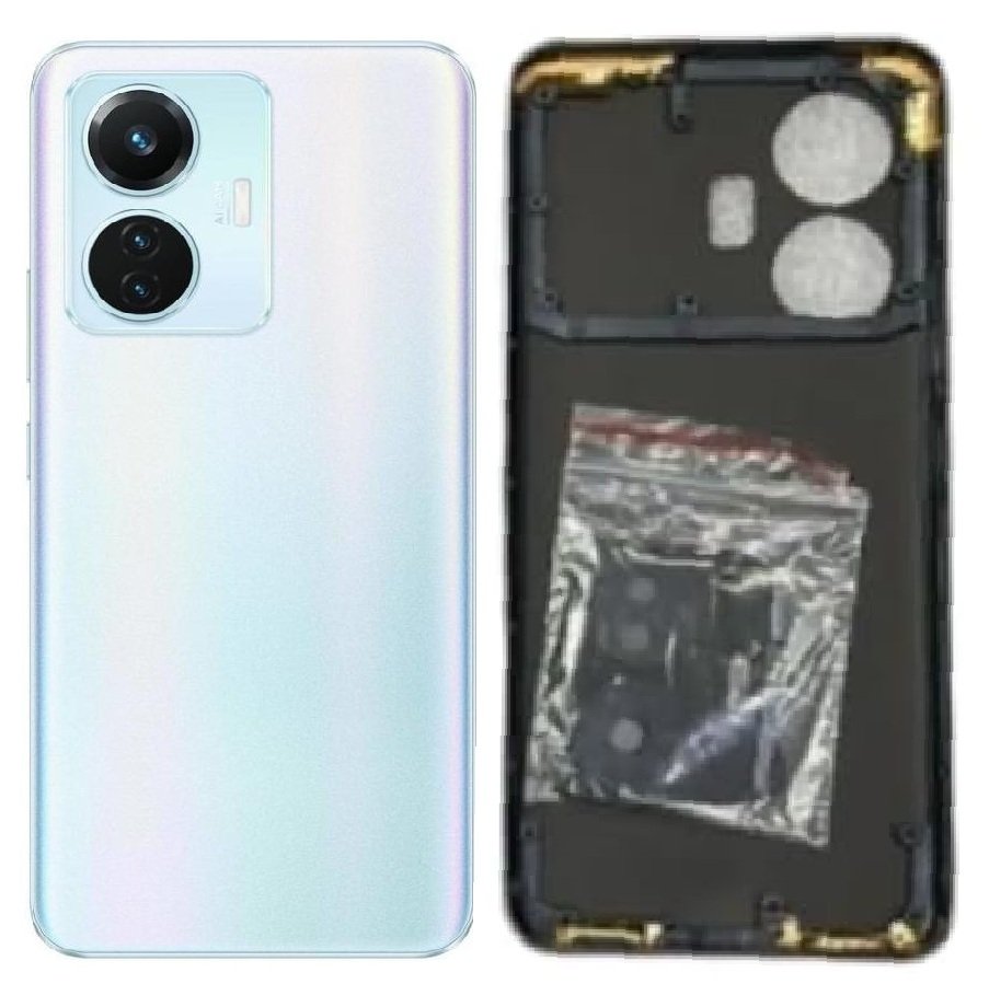 Compatible Replacement iQOO Z6 4G Full Body Housing Replacement Back Frame Middle Chassis with Side Keys – Black, White & Blue Color: WHITE